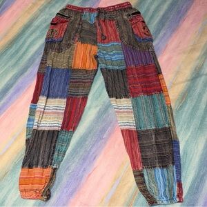 Rising International Women's Patchwork Pants Casual Peace and Ohm Bottoms size L